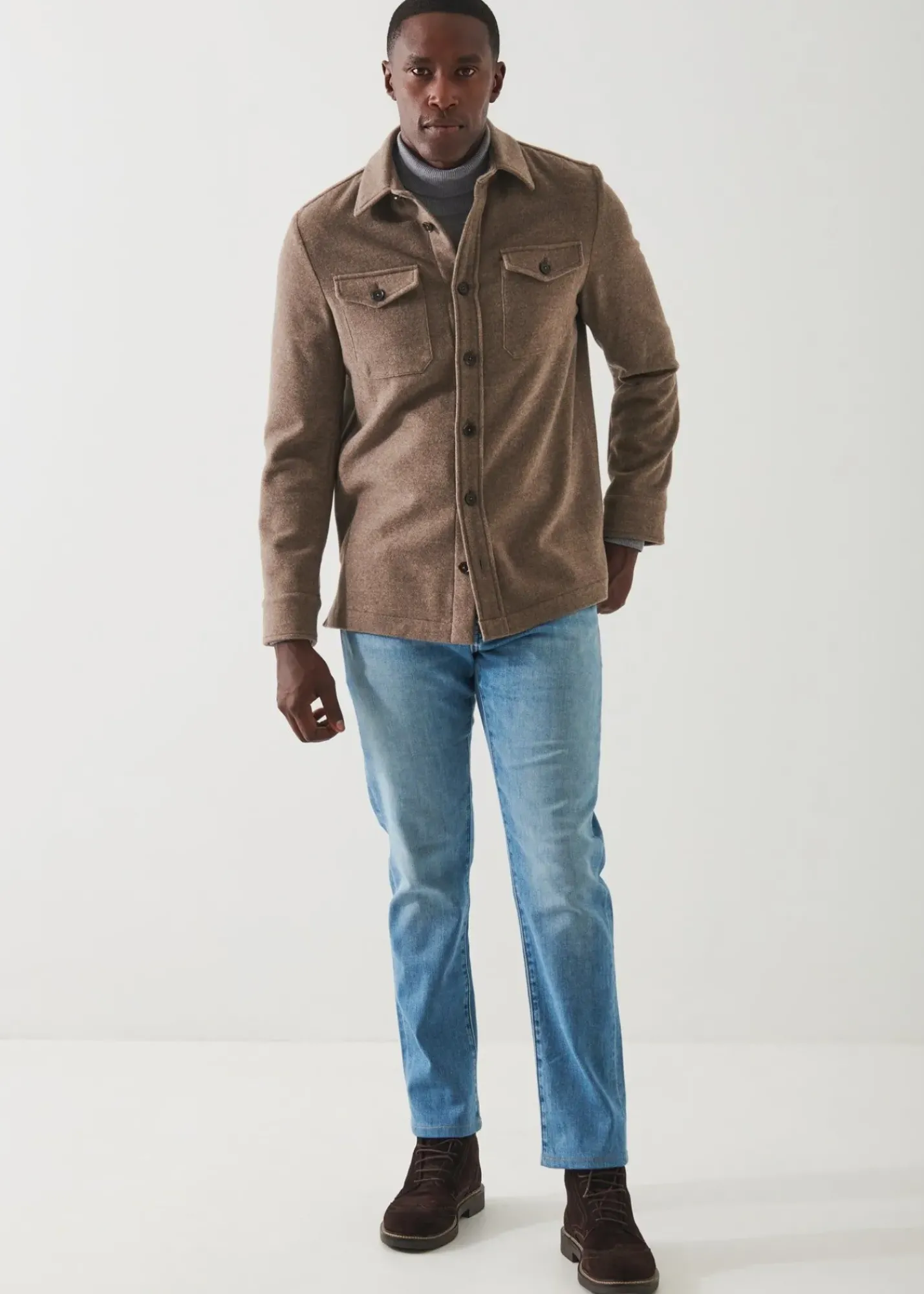 PATRICK ASSARAF Wool Shirt Jacket|Men Outerwear