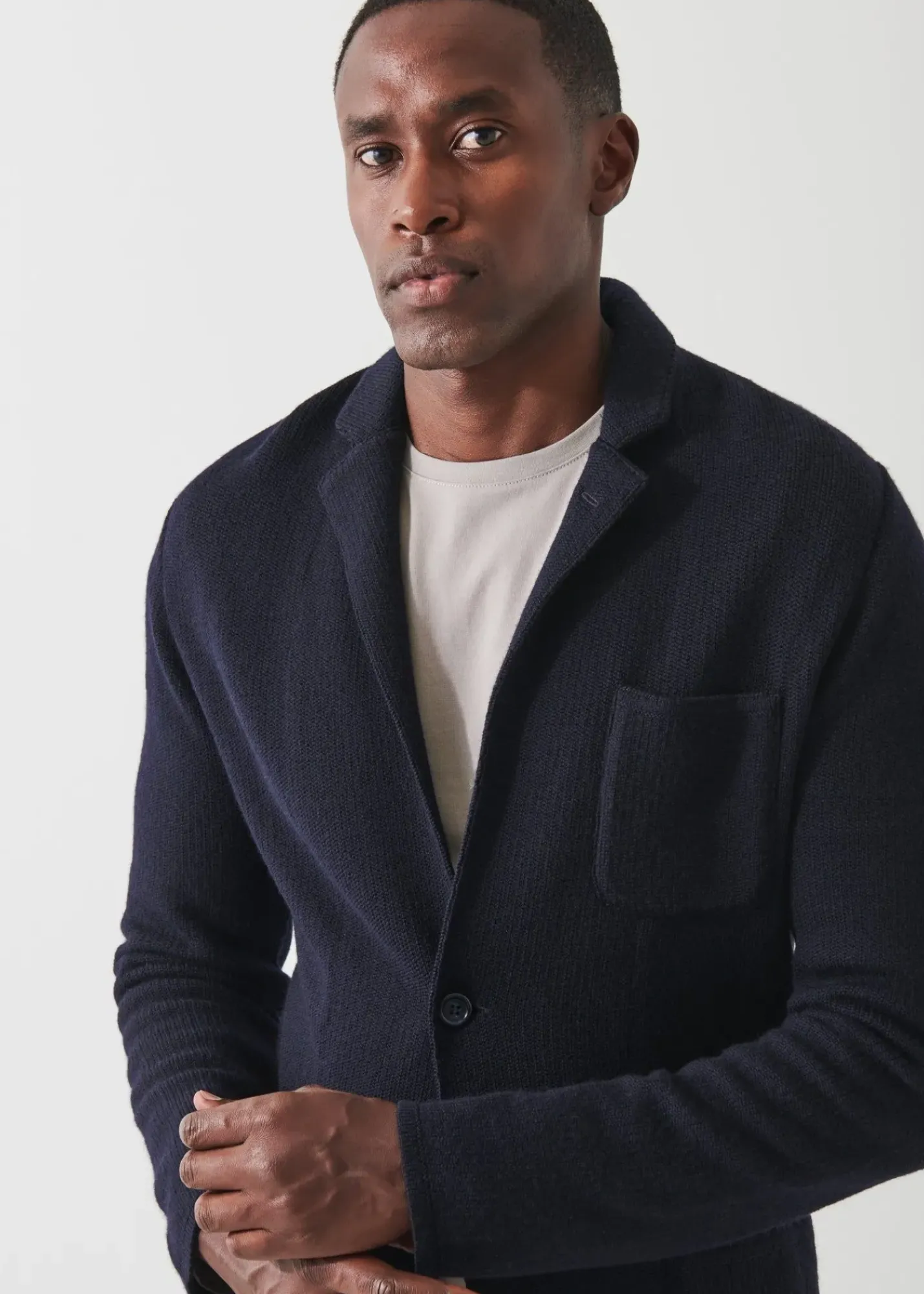 PATRICK ASSARAF Wool-Cashmere Blend Knit Blazer|Men Blazers