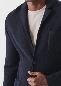 PATRICK ASSARAF Wool-Cashmere Blend Knit Blazer|Men Blazers