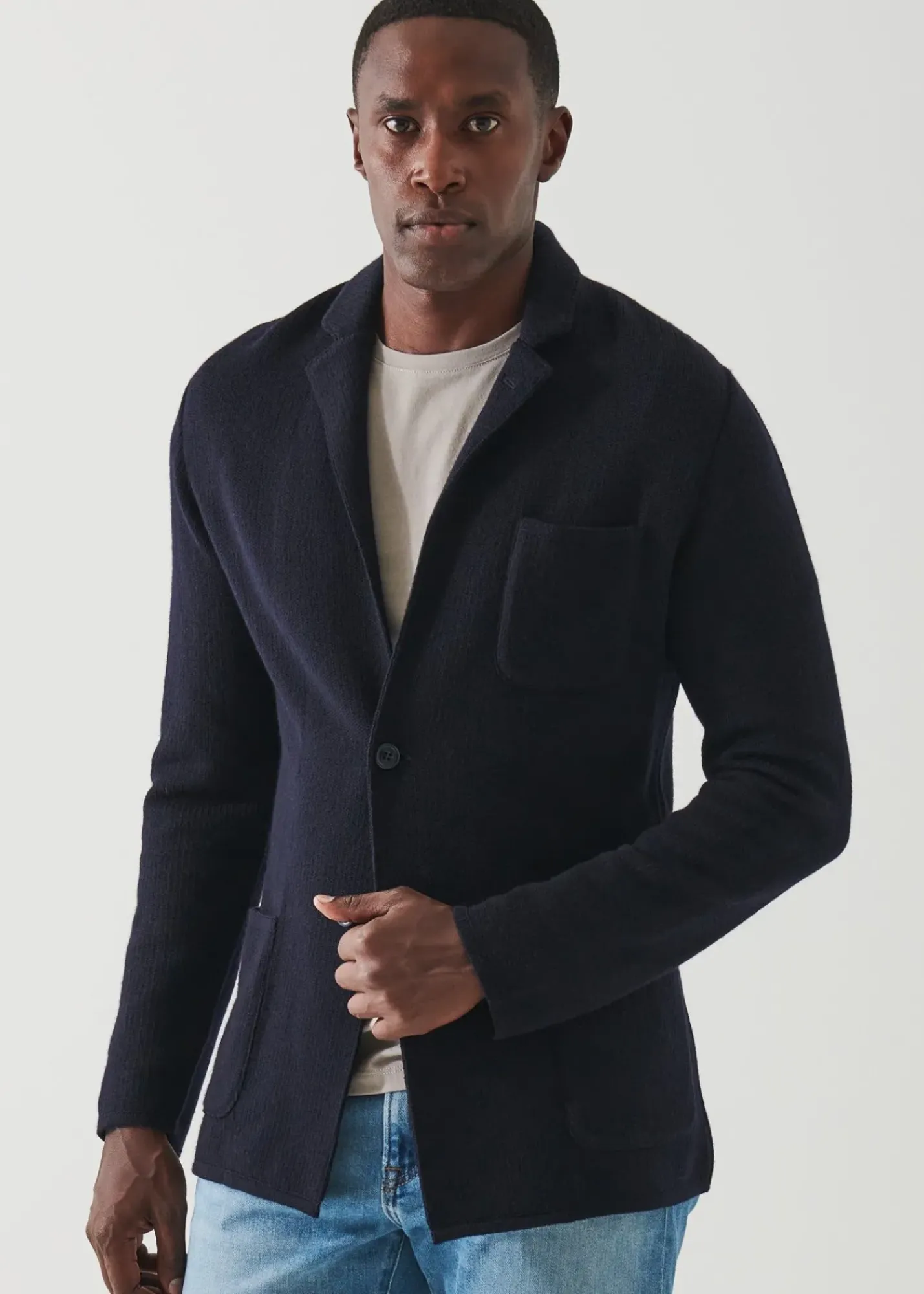 PATRICK ASSARAF Wool-Cashmere Blend Knit Blazer|Men Blazers