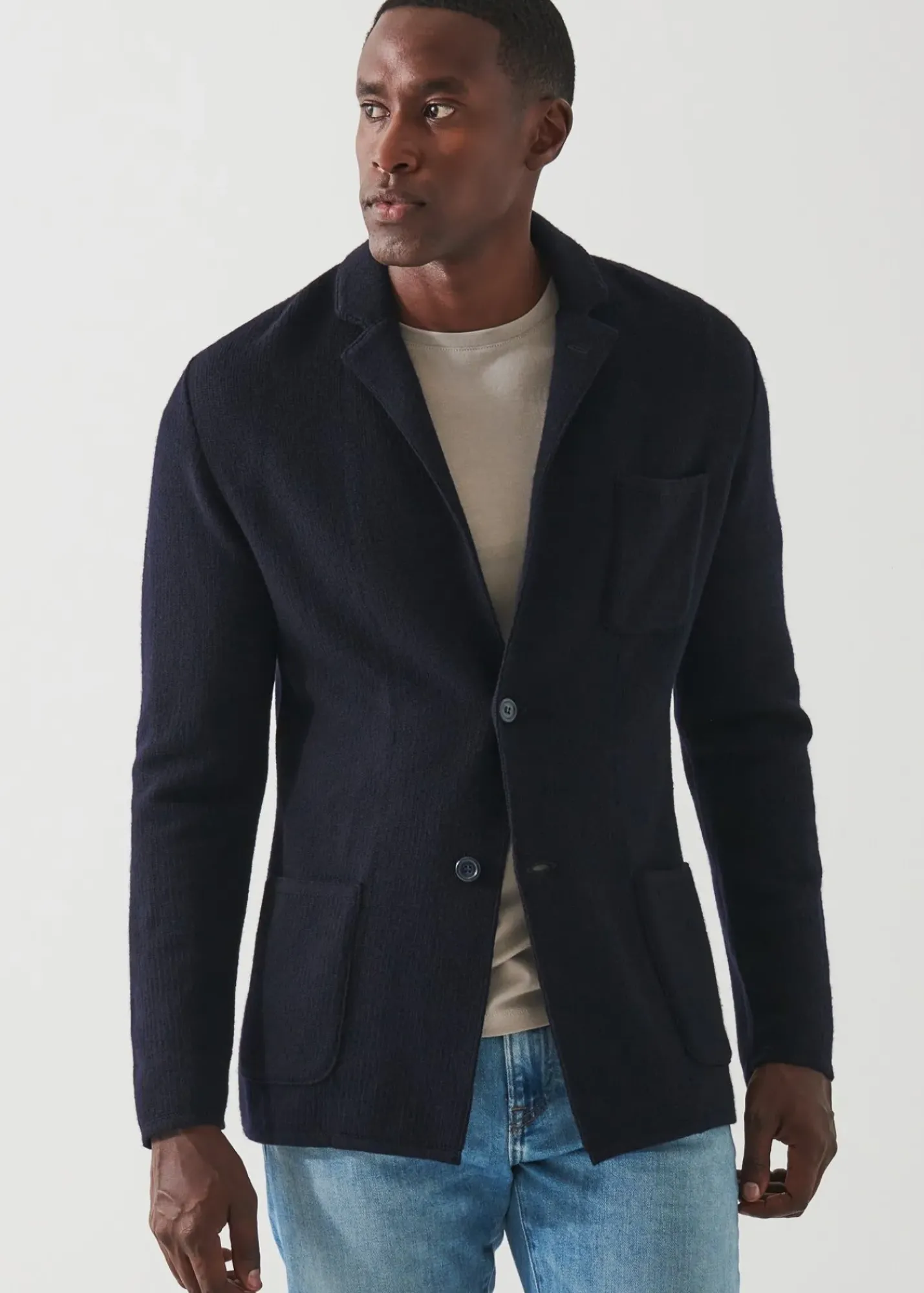 PATRICK ASSARAF Wool-Cashmere Blend Knit Blazer|Men Blazers