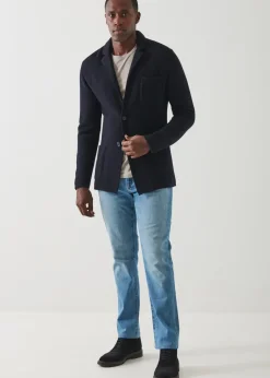 PATRICK ASSARAF Wool-Cashmere Blend Knit Blazer|Men Blazers