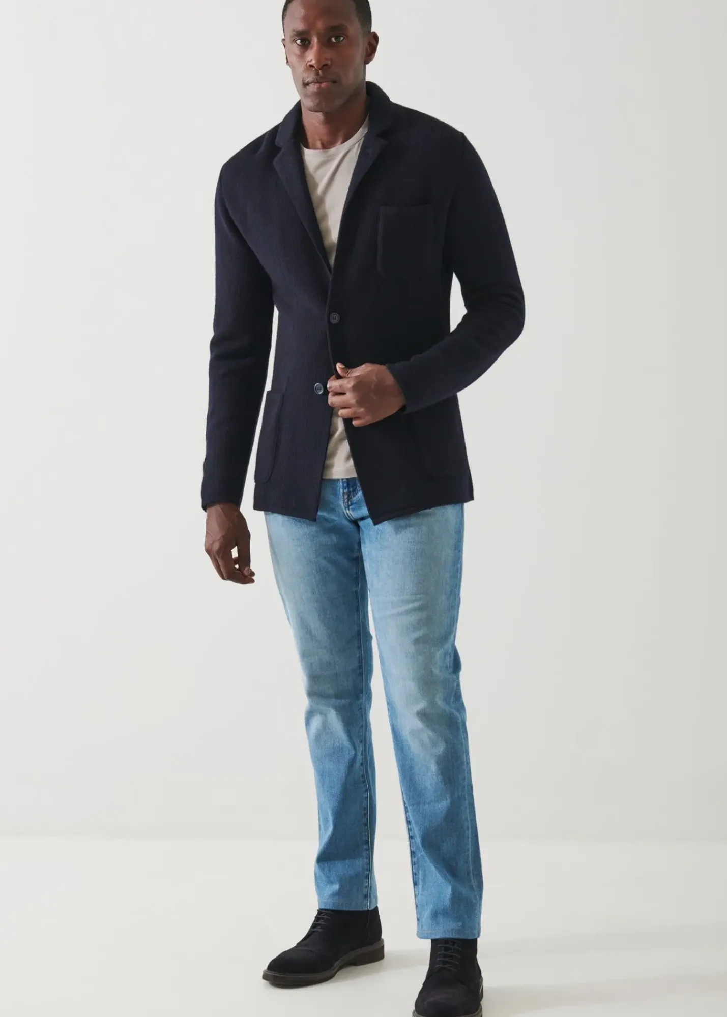 PATRICK ASSARAF Wool-Cashmere Blend Knit Blazer|Men Blazers